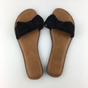 Cute Black Slides with Bows from Time and Tru